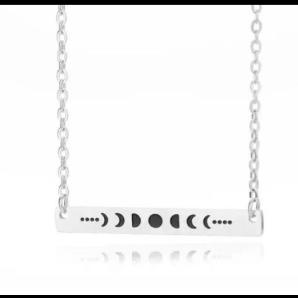 Moon phases Lunar Silver Necklace Jewelry womans full crescent moons witch new